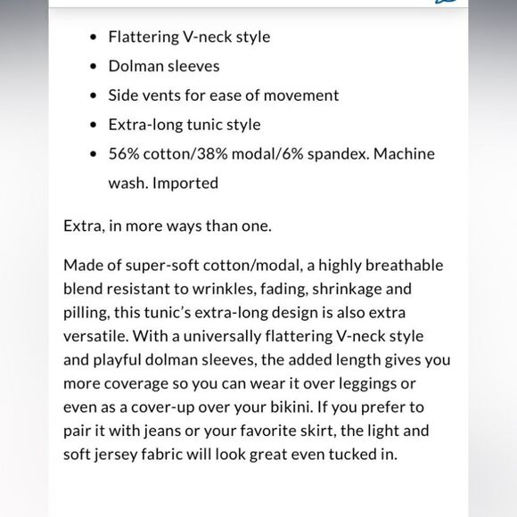 Land’s End Plus size Vneck extra long tunic 18 XL wood lily medallion tile - Picture 6 of 6